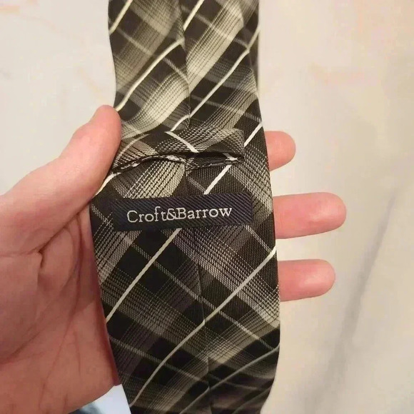 Croft & Barrow Men's Necktie, Black and White Plaid Gradient, Suit Tie 3"‎ x 60" - Picture 3 of 6